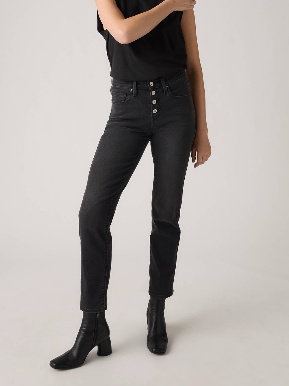 Levi's 724 High Rise Button Fly Straight Skinny Jeans
